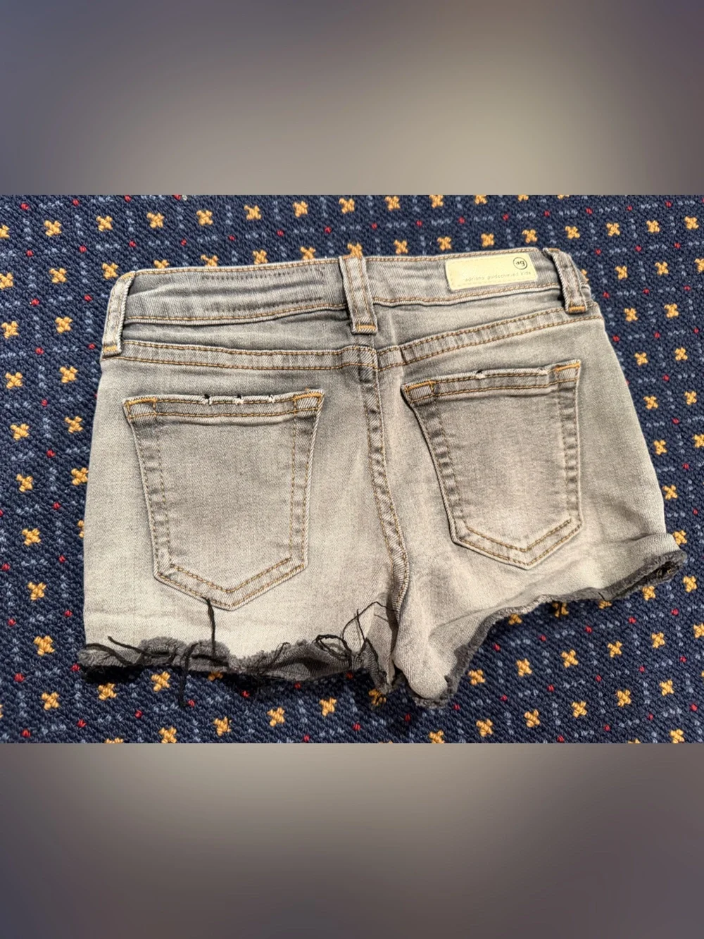 Ag Adriano Goldschmied Kids Light Gray Distressed Denim Shorts